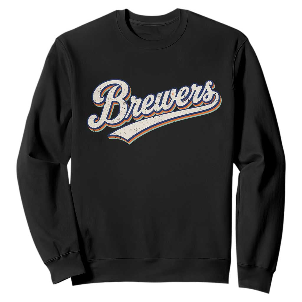 Vintage 70s Brewers Name Script Style Sweatshirt Retro Distressed Tailgate Spirit Sports Fan TS02 Black Print Your Wear