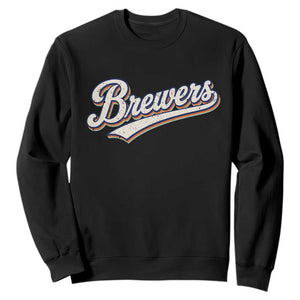 Vintage 70s Brewers Name Script Style Sweatshirt Retro Distressed Tailgate Spirit Sports Fan TS02 Black Print Your Wear
