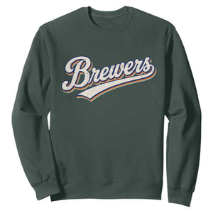 Vintage 70s Brewers Name Script Style Sweatshirt Retro Distressed Tailgate Spirit Sports Fan TS02 Dark Forest Green Print Your Wear