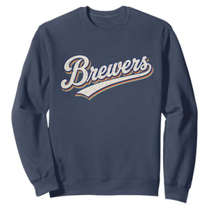 Vintage 70s Brewers Name Script Style Sweatshirt Retro Distressed Tailgate Spirit Sports Fan TS02 Navy Print Your Wear