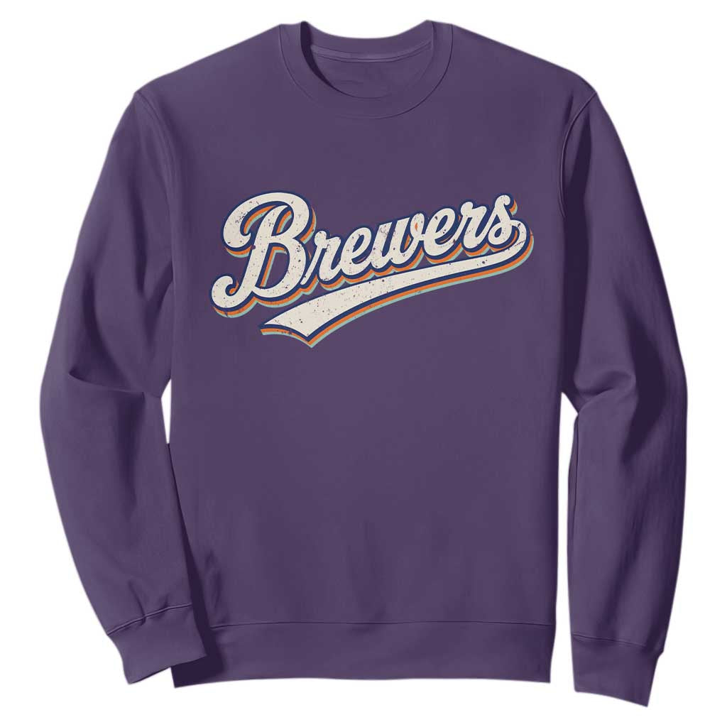 Vintage 70s Brewers Name Script Style Sweatshirt Retro Distressed Tailgate Spirit Sports Fan TS02 Purple Print Your Wear