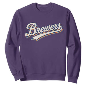 Vintage 70s Brewers Name Script Style Sweatshirt Retro Distressed Tailgate Spirit Sports Fan TS02 Purple Print Your Wear