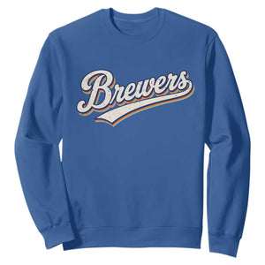 Vintage 70s Brewers Name Script Style Sweatshirt Retro Distressed Tailgate Spirit Sports Fan TS02 Royal Blue Print Your Wear
