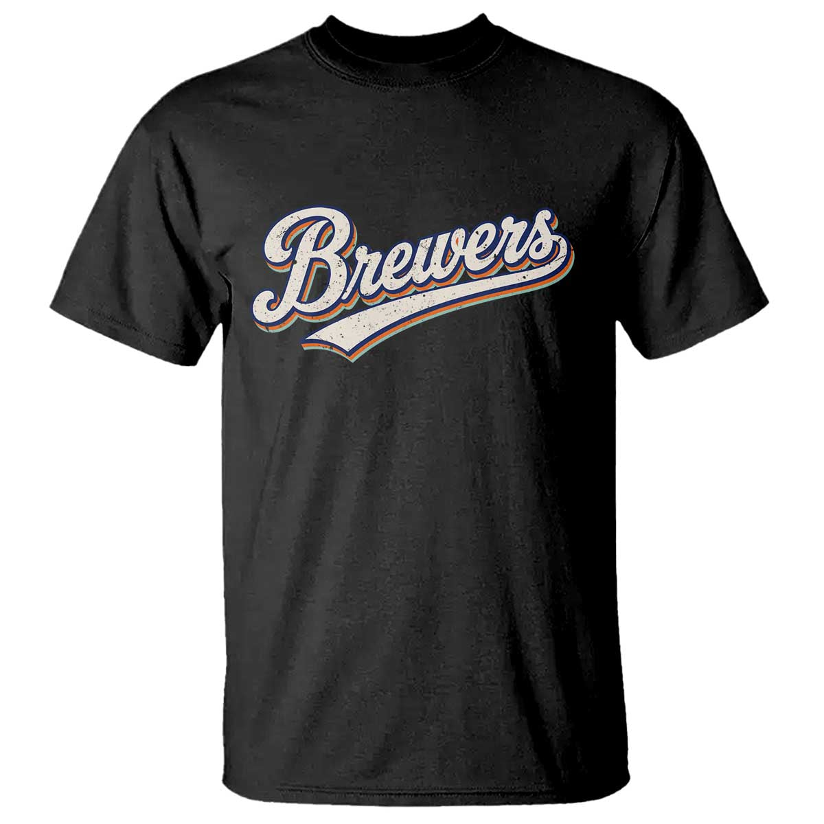 Vintage 70s Brewers Name Script Style T Shirt Retro Distressed Tailgate Spirit Sports Fan TS02 Black Print Your Wear