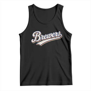 Vintage 70s Brewers Name Script Style Tank Top Retro Distressed Tailgate Spirit Sports Fan TS02 Black Print Your Wear