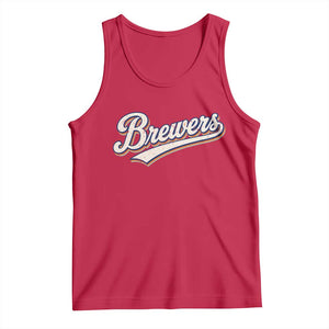 Vintage 70s Brewers Name Script Style Tank Top Retro Distressed Tailgate Spirit Sports Fan TS02 Red Print Your Wear