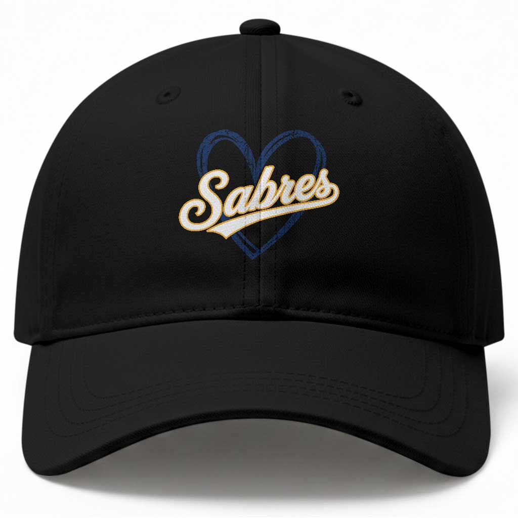 Vintage 70s Sabres Name Heart Script Style Baseball Cap Retro Distressed Tailgate Spirit Sports Fan TS02 Print Your Wear
