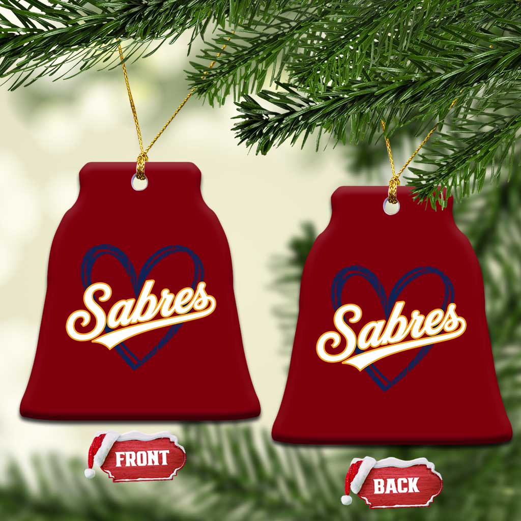 Vintage 70s Sabres Name Heart Script Style Ceramic Ornament Retro Distressed Tailgate Spirit Sports Fan TS02 Print Your Wear