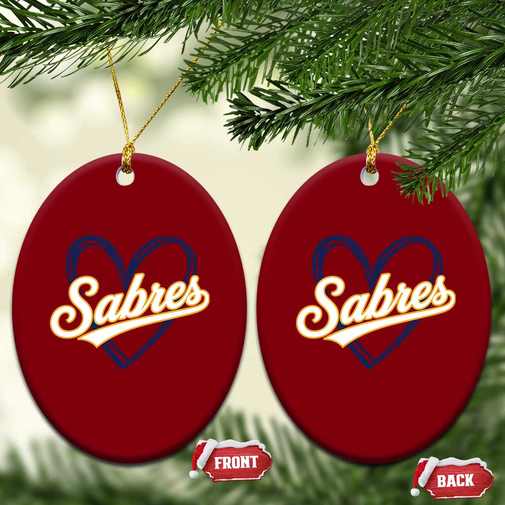 Vintage 70s Sabres Name Heart Script Style Ceramic Ornament Retro Distressed Tailgate Spirit Sports Fan TS02 Print Your Wear
