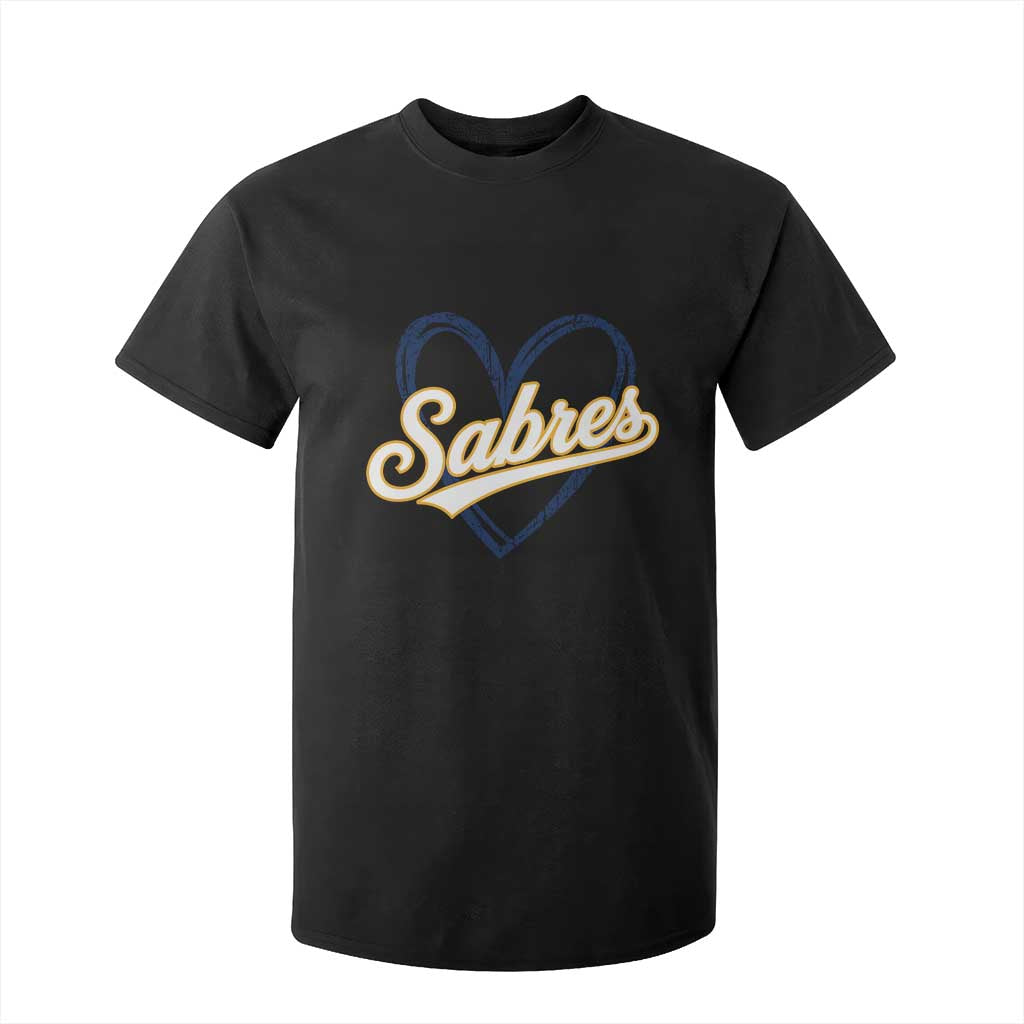 Vintage 70s Sabres Name Heart Script Style T Shirt For Kid Retro Distressed Tailgate Spirit Sports Fan TS02 Black Print Your Wear