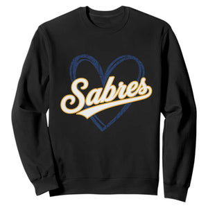 Vintage 70s Sabres Name Heart Script Style Sweatshirt Retro Distressed Tailgate Spirit Sports Fan TS02 Black Print Your Wear