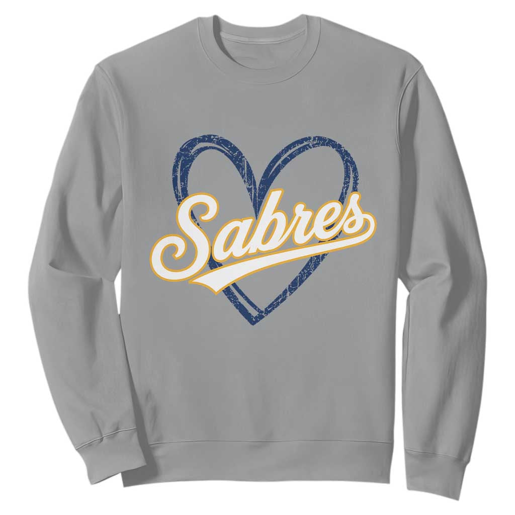 Vintage 70s Sabres Name Heart Script Style Sweatshirt Retro Distressed Tailgate Spirit Sports Fan TS02 Sport Gray Print Your Wear