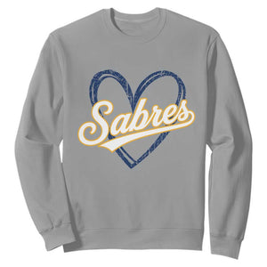 Vintage 70s Sabres Name Heart Script Style Sweatshirt Retro Distressed Tailgate Spirit Sports Fan TS02 Sport Gray Print Your Wear