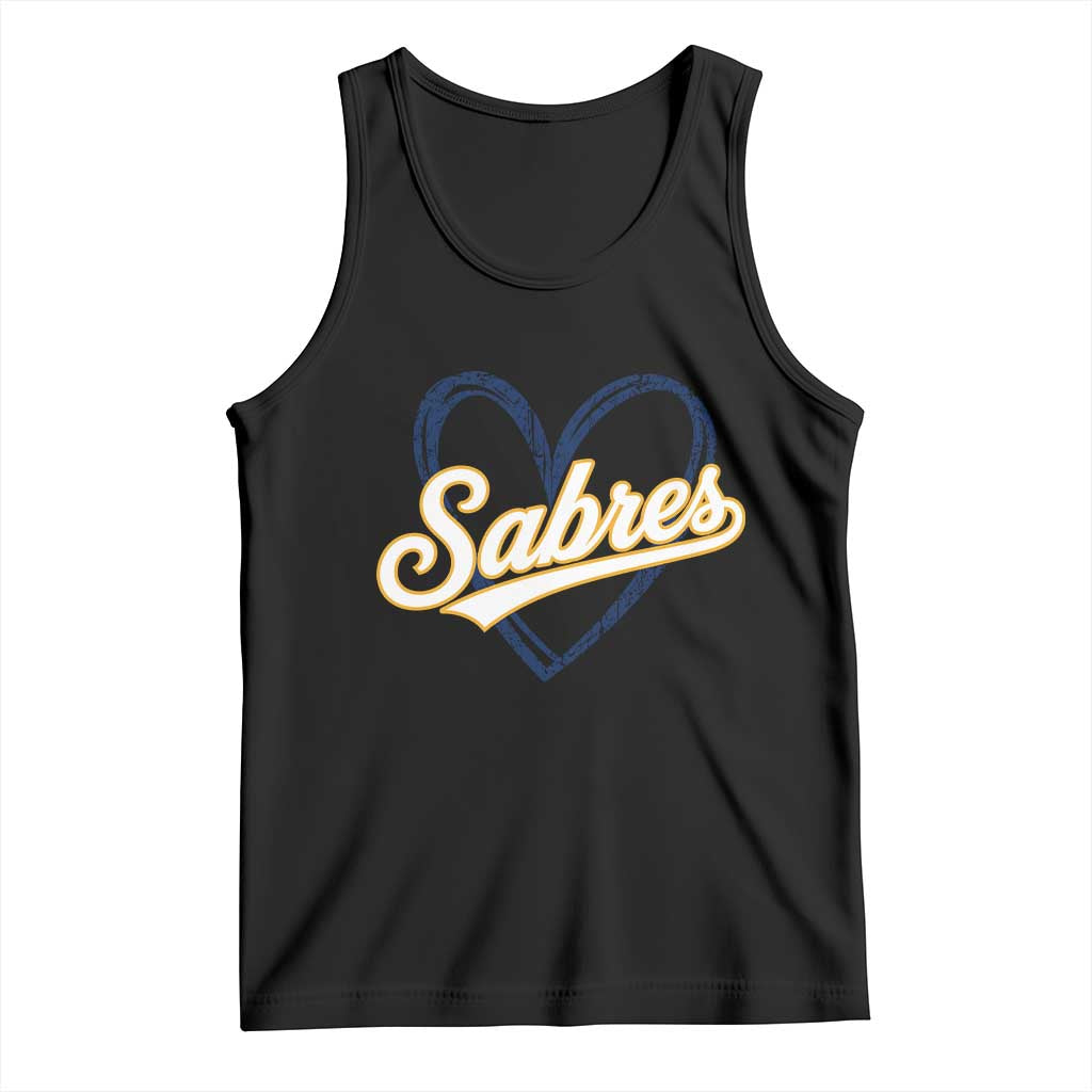 Vintage 70s Sabres Name Heart Script Style Tank Top Retro Distressed Tailgate Spirit Sports Fan TS02 Black Print Your Wear