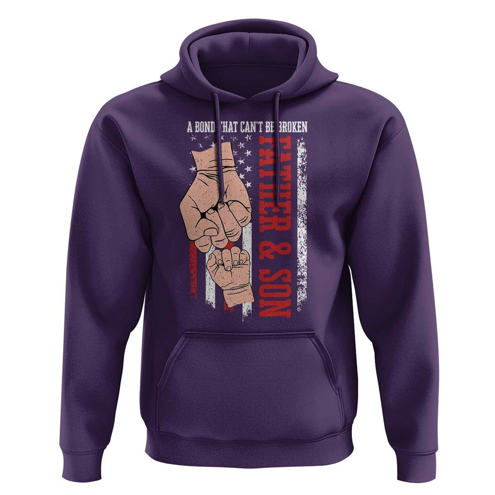 Dad And Son Matching Hoodie Father and Son A Bond That Can't Be Broken American Flag TS02 Purple Print Your Wear