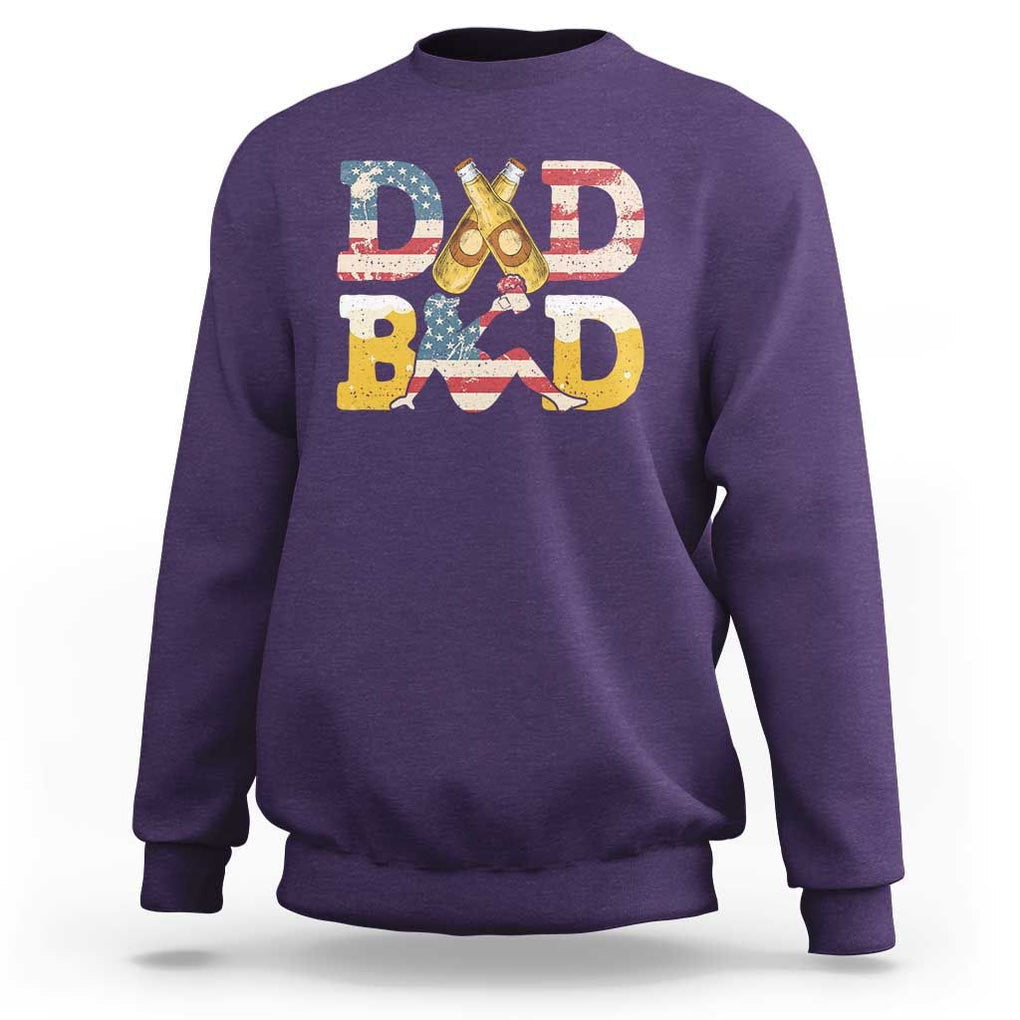 Funny Drinking Dad Sweatshirt Dad Bod Father Figure Beer Love American Flag TS02 Purple Print Your Wear