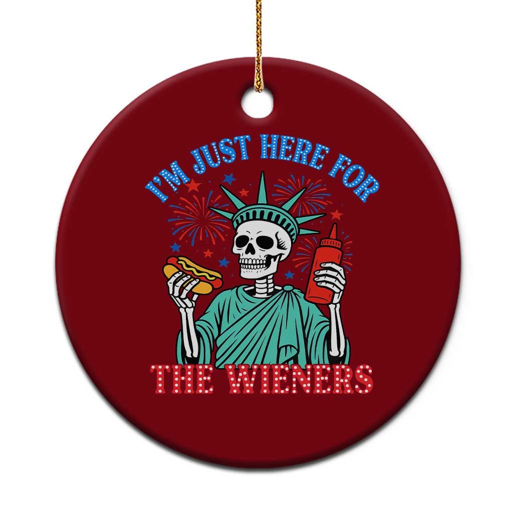 Funny Skeleton Lady Liberty Ceramic Ornament I'm Just Here For The Wieners 4th Of July Hot Dog TS02 1pc Red Print Your Wear