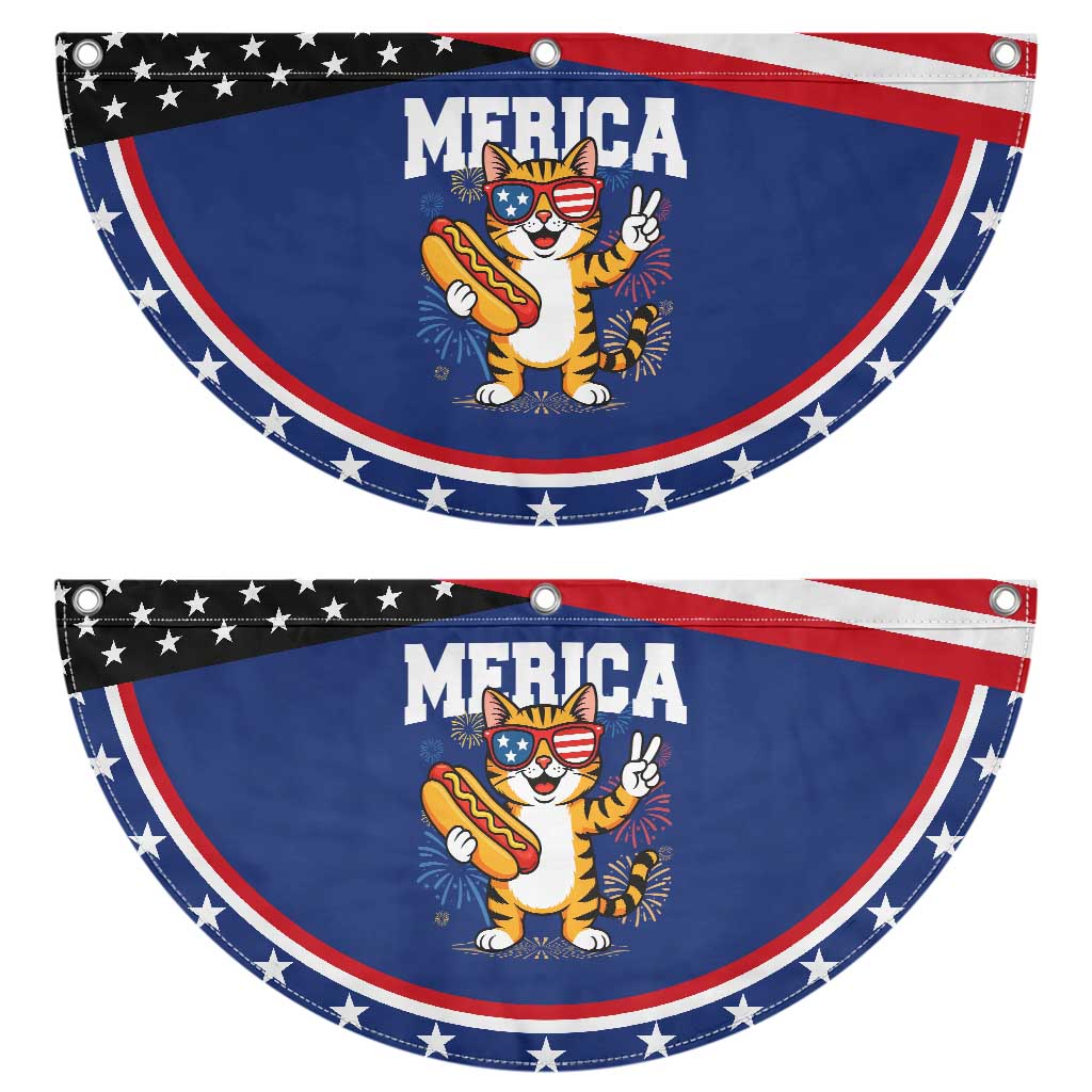 Merica Cat Patriotic Fan Flag Funny 4th of July Hot Dog and Fireworks USA Flag TS02 2pcs pack Classic Navy Print Your Wear