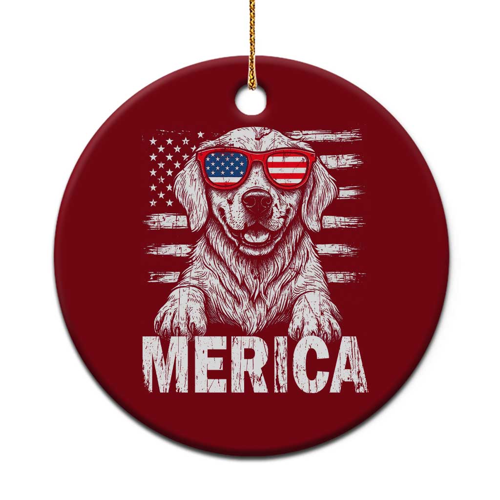 Merica Golden Retriever Ceramic Ornament Patriotic Dog US Flag 4th Of July TS02 1pc Red Print Your Wear