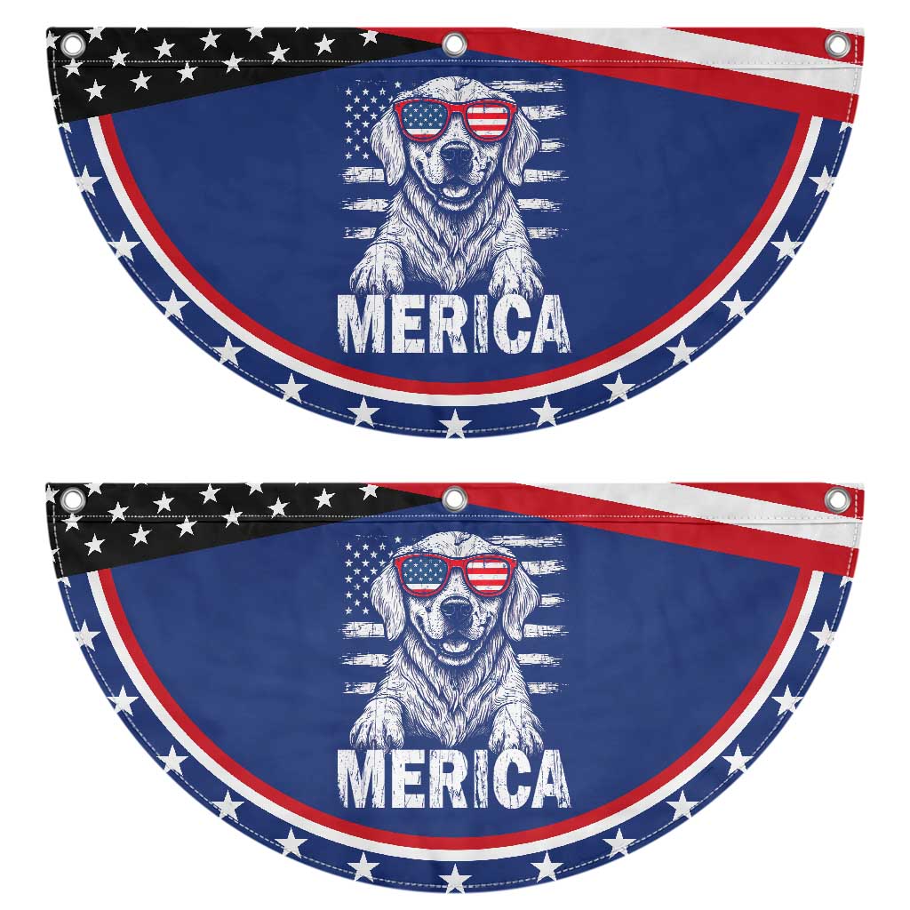Merica Golden Retriever Patriotic Fan Flag Dog US Flag 4th Of July TS02 2pcs pack Classic Navy Print Your Wear
