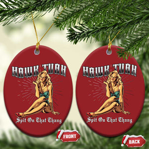 Funny Pin-Up Girl Christmas Ornament Hawk Tuah Spit On That Thang TS02 Oval Red Print Your Wear