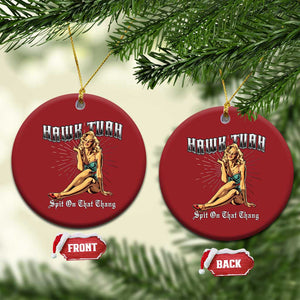 Funny Pin-Up Girl Christmas Ornament Hawk Tuah Spit On That Thang TS02 Circle Red Print Your Wear