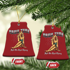 Funny Pin-Up Girl Christmas Ornament Hawk Tuah Spit On That Thang TS02 Bell Flake Red Print Your Wear