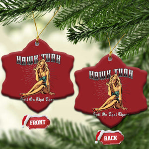 Funny Pin-Up Girl Christmas Ornament Hawk Tuah Spit On That Thang TS02 Snow Flake Red Print Your Wear