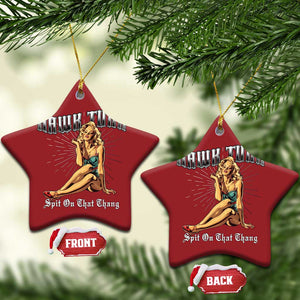 Funny Pin-Up Girl Christmas Ornament Hawk Tuah Spit On That Thang TS02 Star Red Print Your Wear