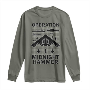 Operation Midnight Hammer Military Long Sleeve Shirt Tactical Warfare Jets Bombers TS02 Military Green Print Your Wear