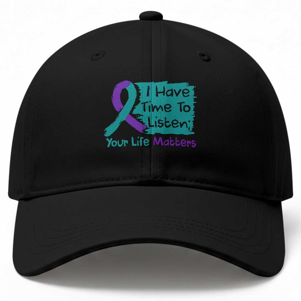 Choose To Keep Going Semicolon Flower Graphic Baseball Cap Suicide Prevention Mental Health Awareness