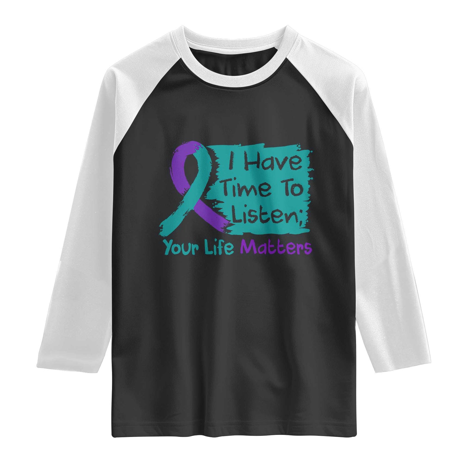 Choose To Keep Going Semicolon Flower Graphic Raglan Shirt Suicide Prevention Mental Health Awareness