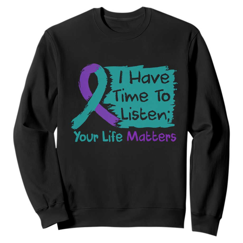 Choose To Keep Going Semicolon Flower Graphic Sweatshirt Suicide Prevention Mental Health Awareness