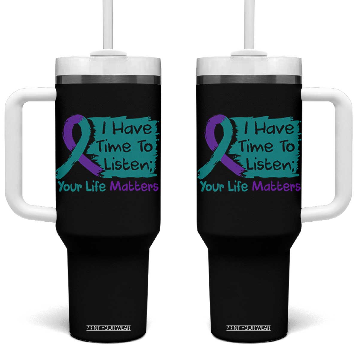 Choose To Keep Going Semicolon Flower Graphic Tumbler With Handle Suicide Prevention Mental Health Awareness