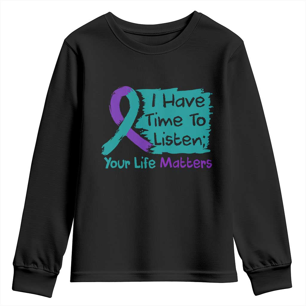 Choose To Keep Going Semicolon Flower Graphic Youth Sweatshirt Suicide Prevention Mental Health Awareness