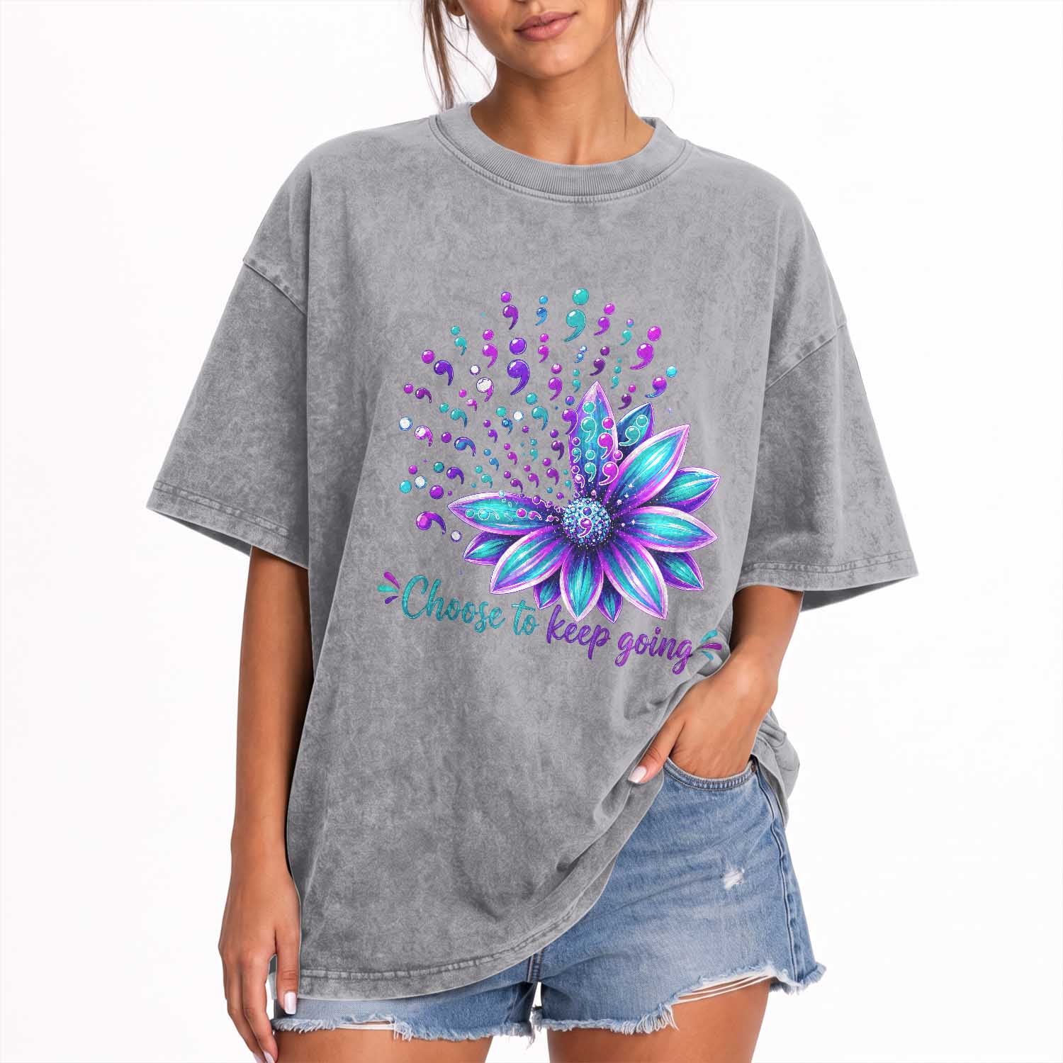 I Have Time To Listen Your Life Matters Washed Cotton T-Shirt Suicide Prevention Mental Health Ribbon
