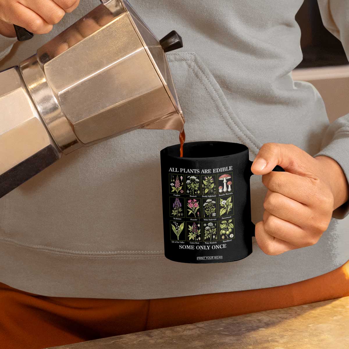 Vintage Botanical Poison Chart Graphic Coffee Mug All Plants Are Edible Some Only Once TS02 Print Your Wear