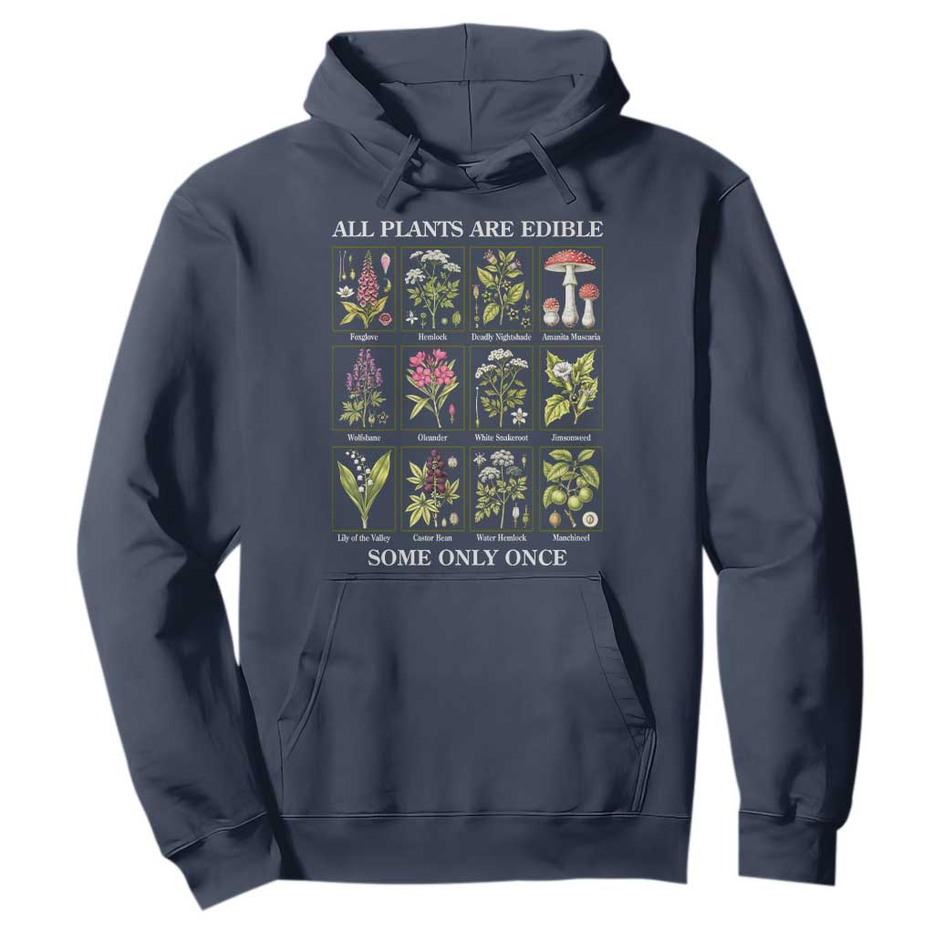 Vintage Botanical Poison Chart Graphic Hoodie All Plants Are Edible Some Only Once TS02 Navy Print Your Wear