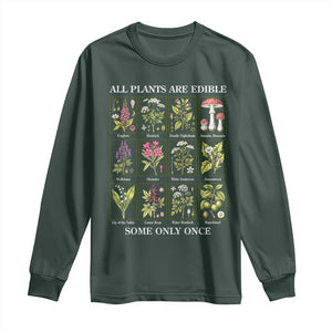 Vintage Botanical Poison Chart Graphic Long Sleeve Shirt All Plants Are Edible Some Only Once TS02 Dark Forest Green Print Your Wear
