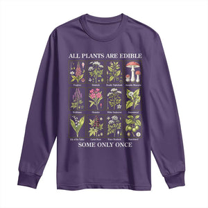 Vintage Botanical Poison Chart Graphic Long Sleeve Shirt All Plants Are Edible Some Only Once TS02 Purple Print Your Wear