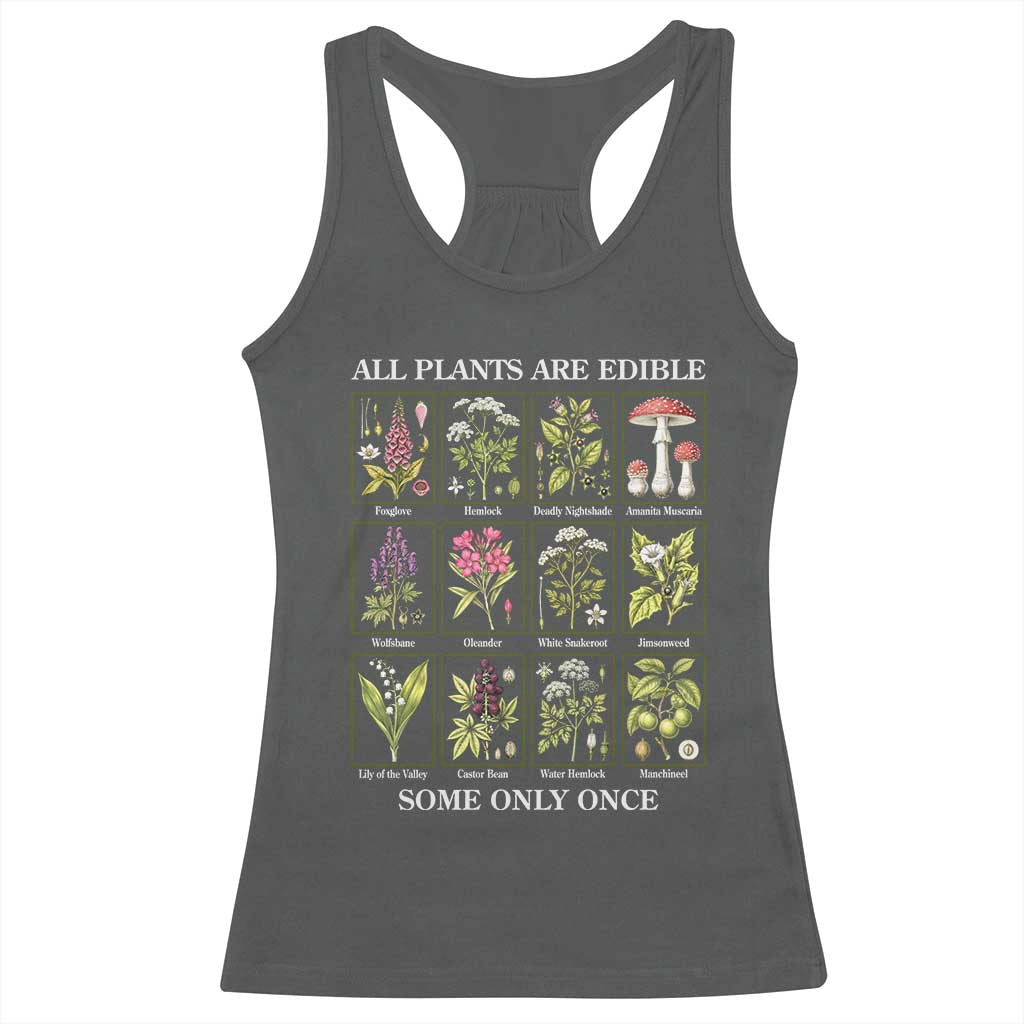 Vintage Botanical Poison Chart Graphic Racerback Tank Top All Plants Are Edible Some Only Once TS02 Dark Heather Print Your Wear