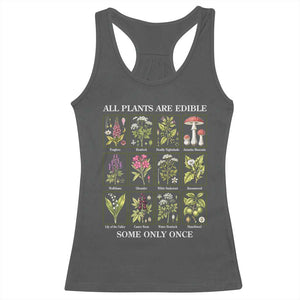 Vintage Botanical Poison Chart Graphic Racerback Tank Top All Plants Are Edible Some Only Once TS02 Dark Heather Print Your Wear