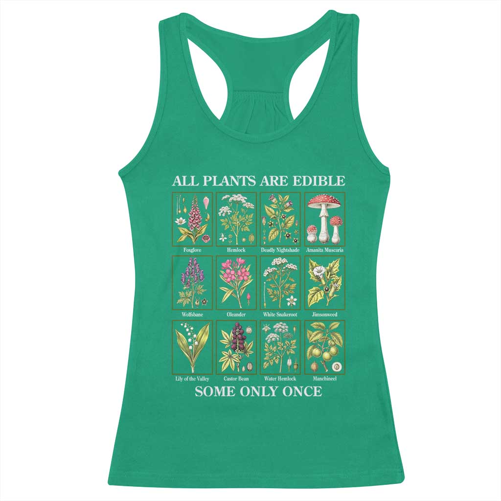 Vintage Botanical Poison Chart Graphic Racerback Tank Top All Plants Are Edible Some Only Once TS02 Irish Green Print Your Wear