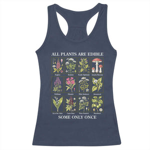 Vintage Botanical Poison Chart Graphic Racerback Tank Top All Plants Are Edible Some Only Once TS02 Navy Print Your Wear