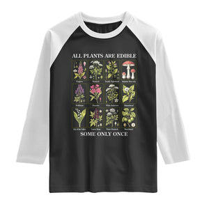 Vintage Botanical Poison Chart Graphic Raglan Shirt All Plants Are Edible Some Only Once TS02 Black White Print Your Wear
