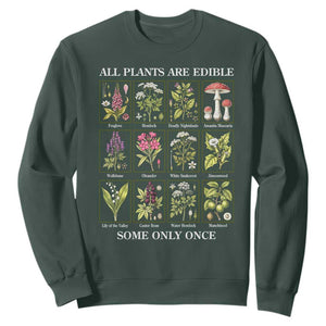 Vintage Botanical Poison Chart Graphic Sweatshirt All Plants Are Edible Some Only Once TS02 Dark Forest Green Print Your Wear