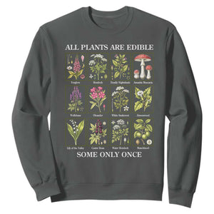 Vintage Botanical Poison Chart Graphic Sweatshirt All Plants Are Edible Some Only Once TS02 Dark Heather Print Your Wear