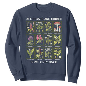 Vintage Botanical Poison Chart Graphic Sweatshirt All Plants Are Edible Some Only Once TS02 Navy Print Your Wear