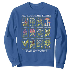 Vintage Botanical Poison Chart Graphic Sweatshirt All Plants Are Edible Some Only Once TS02 Royal Blue Print Your Wear