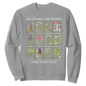 Vintage Botanical Poison Chart Graphic Sweatshirt All Plants Are Edible Some Only Once TS02 Sport Gray Print Your Wear